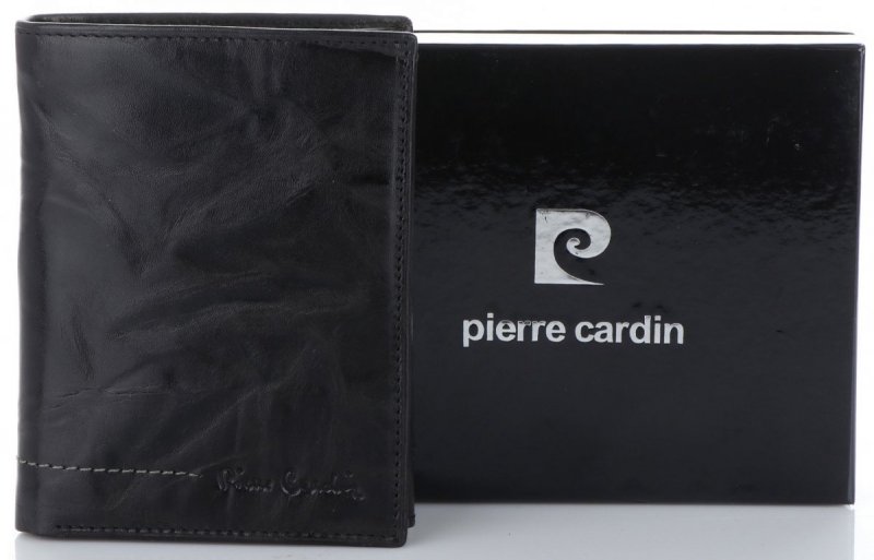 Pojemny Skórzany Portfel Męski firmy Pierre Cardin Czarny
