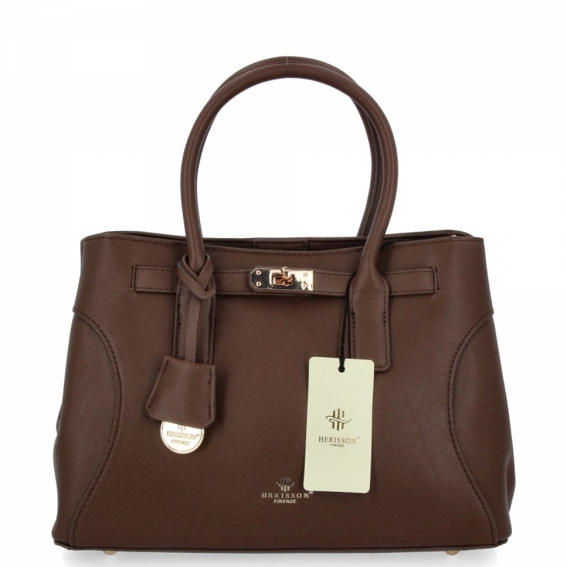 Elegancka Torebka Damska Kuferek firmy Herisson Czekoladowa