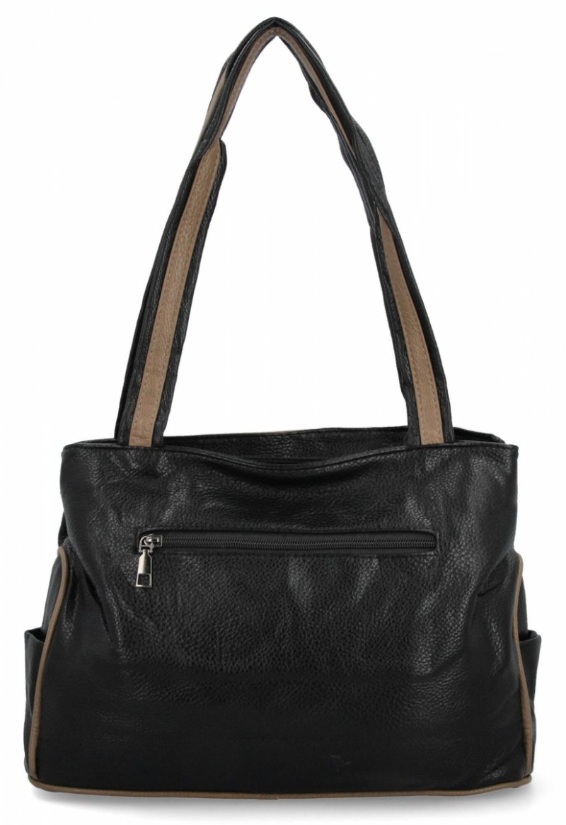 Dwukomorowa Torebka Damska Shopper Bag firmy Hernan Czarna/Ziemista