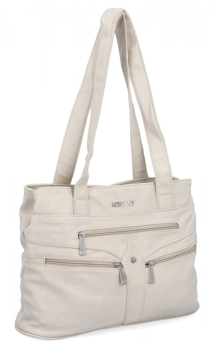 Torebka Damska typu Shopper Bag firmy Hernan Beżowa