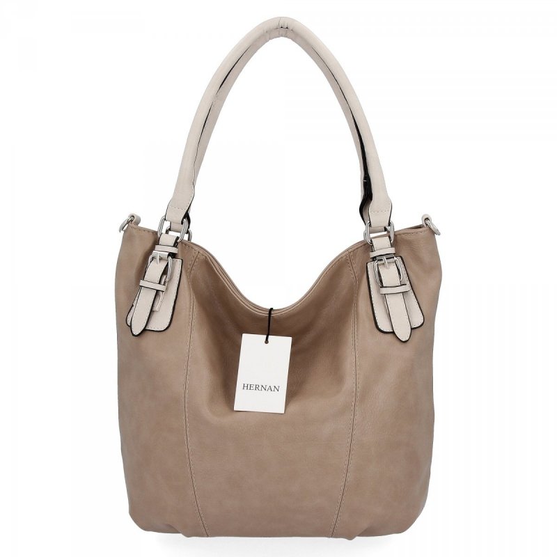 Torebka Damska Shopper Bag XL firmy Hernan Ciemno Beżowa