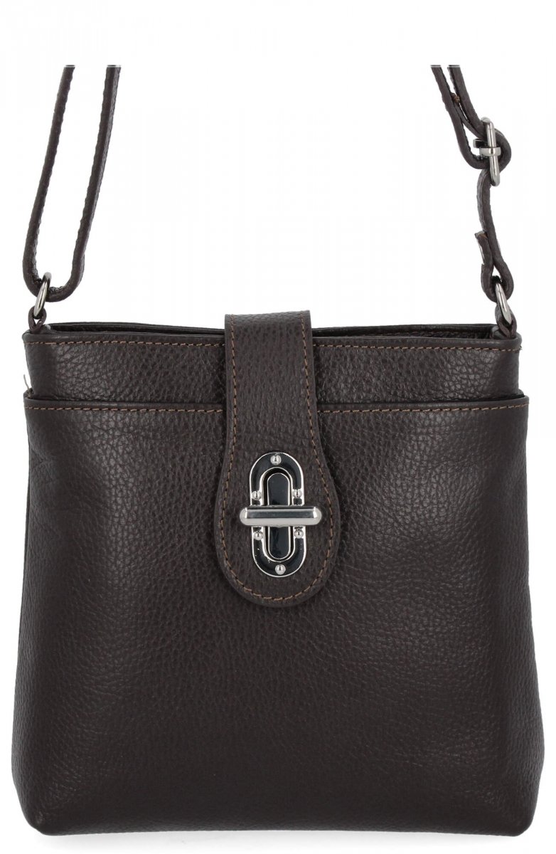 Włoska Torebka Skórzana Listonoszka Czekoladowa