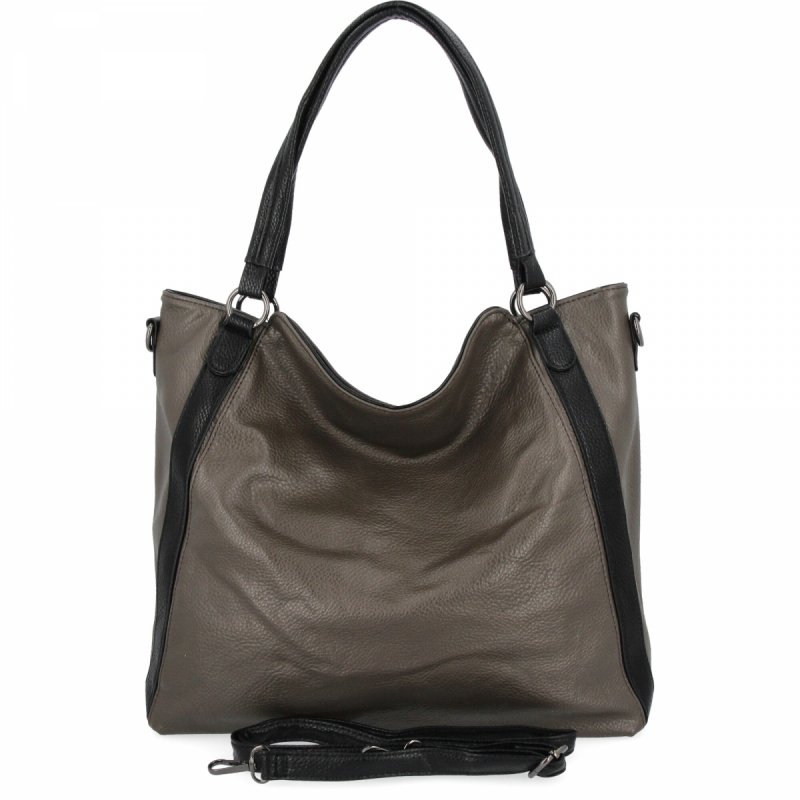 Duża Torebka Damska Shopper Bag firmy Hernan Szara/Czarna