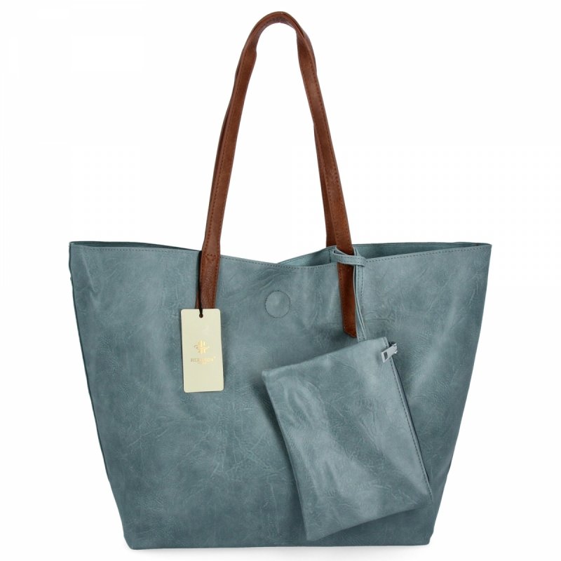 Torebka Damska Shopper Bag XXL firmy Herisson Błękitna