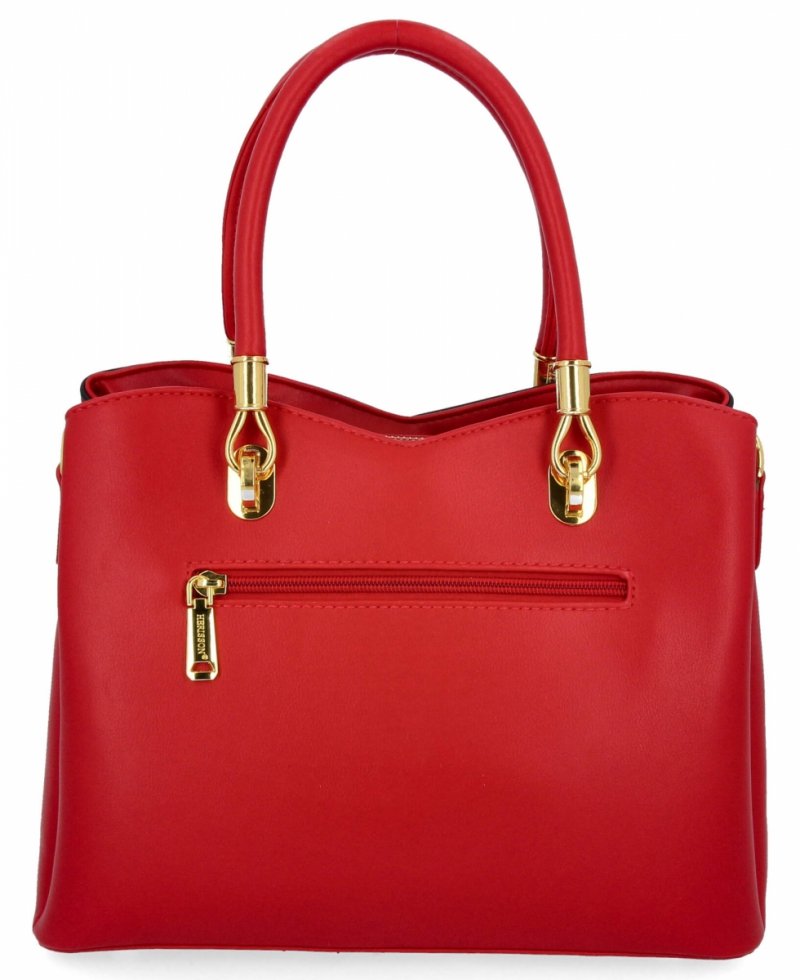 Modna Torebka Damska Kuferek 3 Komory firmy Herisson Czerwona/Granatowa