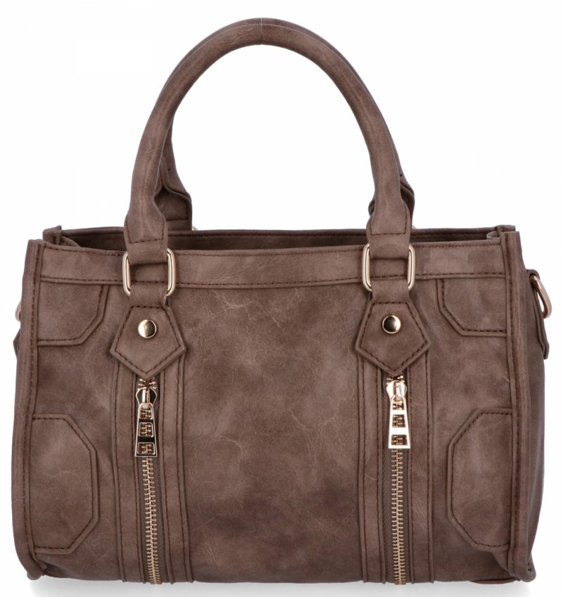 Torebka Damska w Stylu Vintage firmy Herisson Ciemno Beżowa