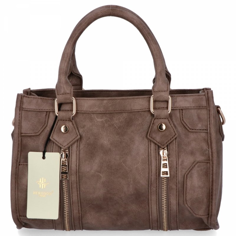 Torebka Damska w Stylu Vintage firmy Herisson Ciemno Beżowa