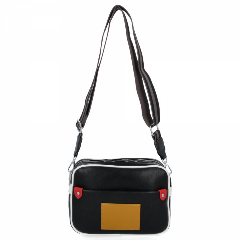 Dwukomorowa Torebka Listonoszka firmy Herisson Czarna/Biała