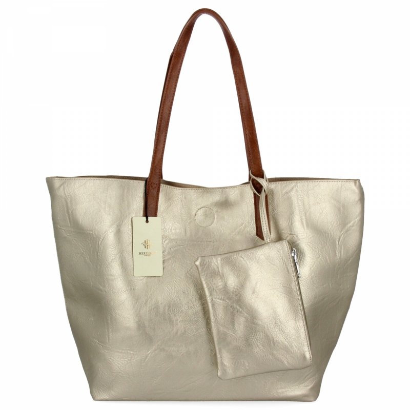 Torebka Damska Shopper Bag XXL firmy Herisson Złota