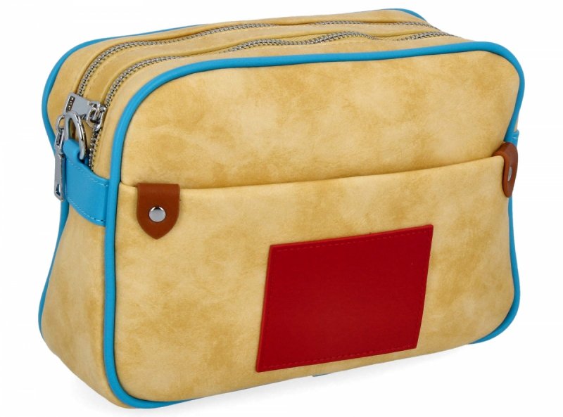 Dwukomorowa Torebka Listonoszka firmy Herisson Żółta/Niebieska