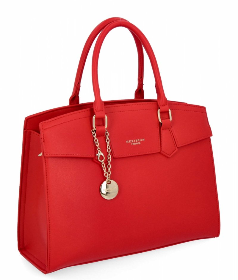 Torebka Damska Elegancki Kuferek 3 Komory firmy Herisson Czerwona