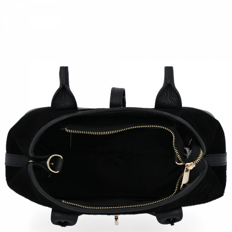 Torebka Skórzana Elegancki Kuferek Czarna