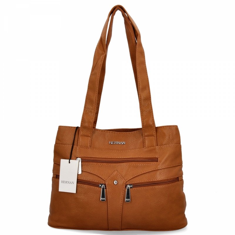 Torebka Damska typu Shopper Bag firmy Hernan Jasno Ruda