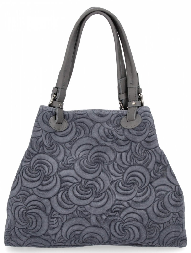 Modna Torebka Skórzana Shopper Bag Indygo
