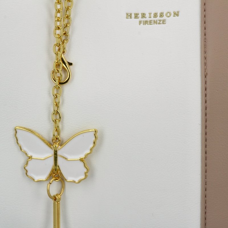 Torebka Damska Modny Kuferek firmy Herisson Biała/Żółta