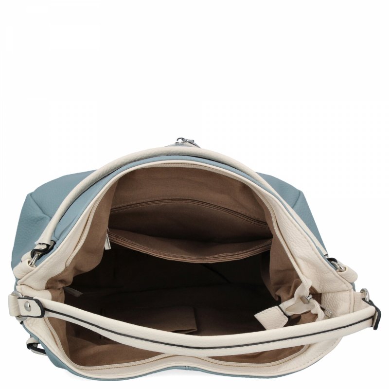 Torebka Damska Na Ramię XL firmy Hernan Błękitna/Beżowa