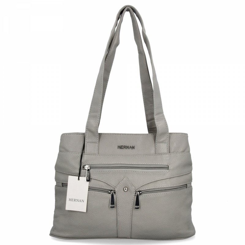 Torebka Damska typu Shopper Bag firmy Hernan Jasno Szara