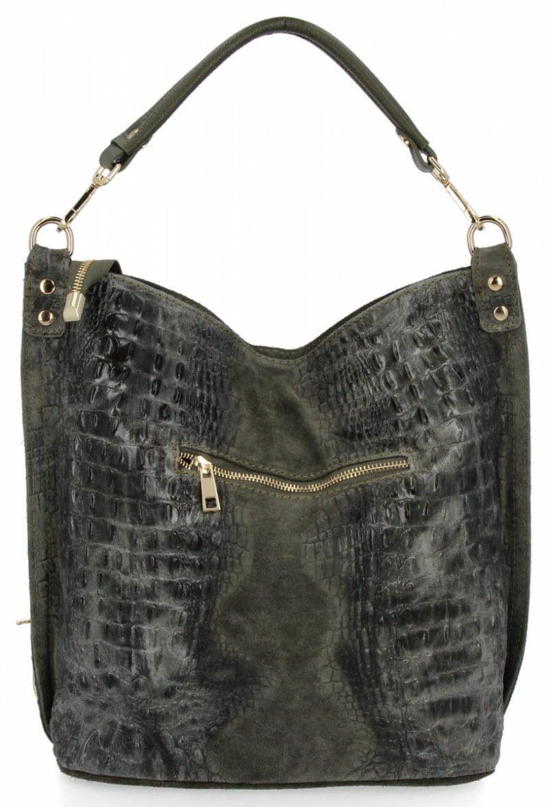 Torebka Skórzana w Motyw Zwierzęcy Zielona