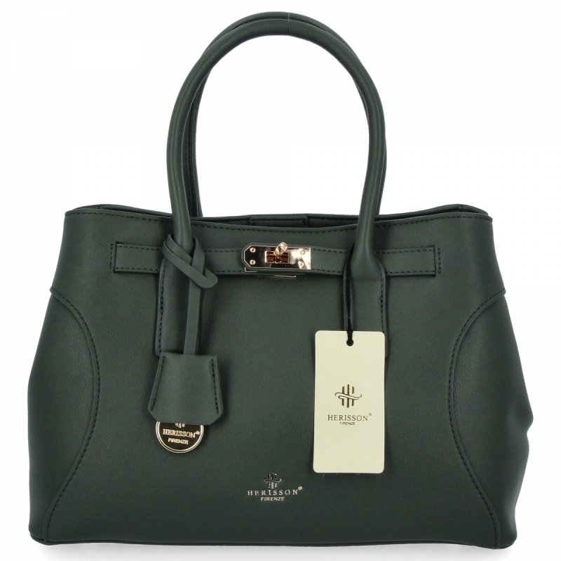 Elegancka Torebka Damska Kuferek firmy Herisson Butelkowa Zieleń