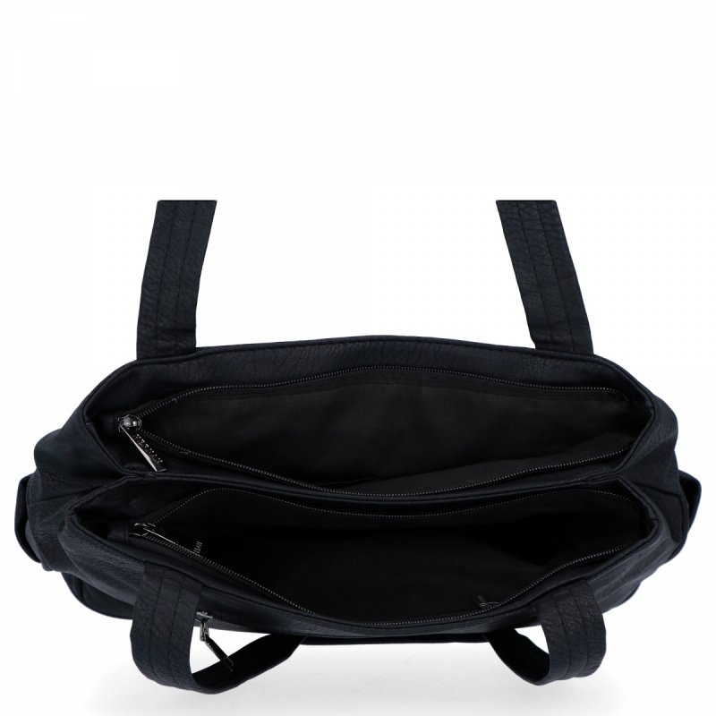 Dwukomorowa Torebka Damska Shopper Bag firmy Hernan Czarna