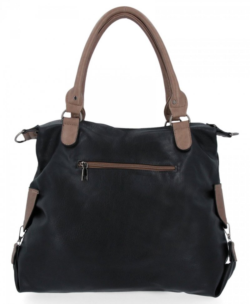 Duża Torebka Damska Shopper Bag XXL firmy Hernan Czarna/Ziemista