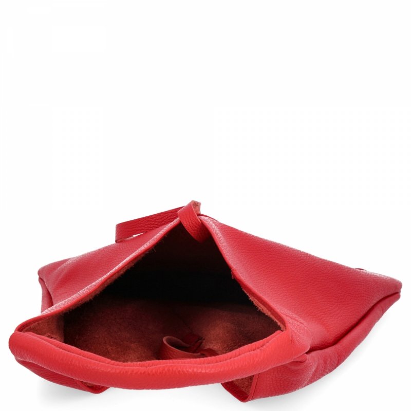 Torebka Skórzana Shopper Bag z Etui Czerwona