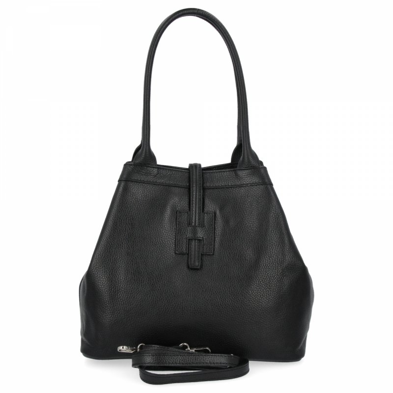 Elegancka Torebka Skórzana typu Shopper Bag Czarna