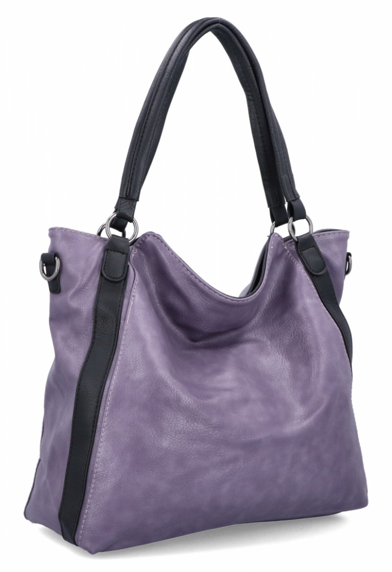 Duża Torebka Damska Shopper Bag firmy Hernan Ciemno Fioletowa