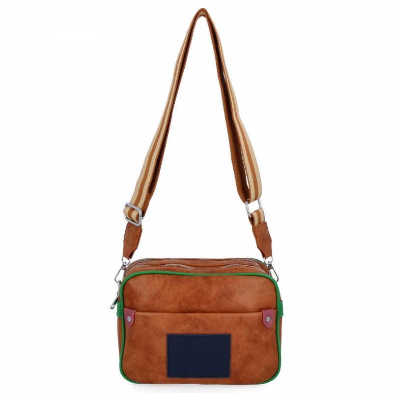 Dwukomorowa Torebka Listonoszka firmy Herisson Ruda/Zielona