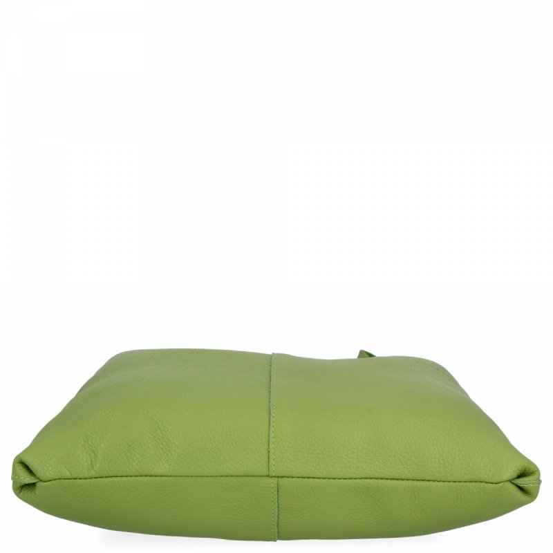 Torebka Skórzana Shopper Bag z Kosmetyczką Jasno Zielona