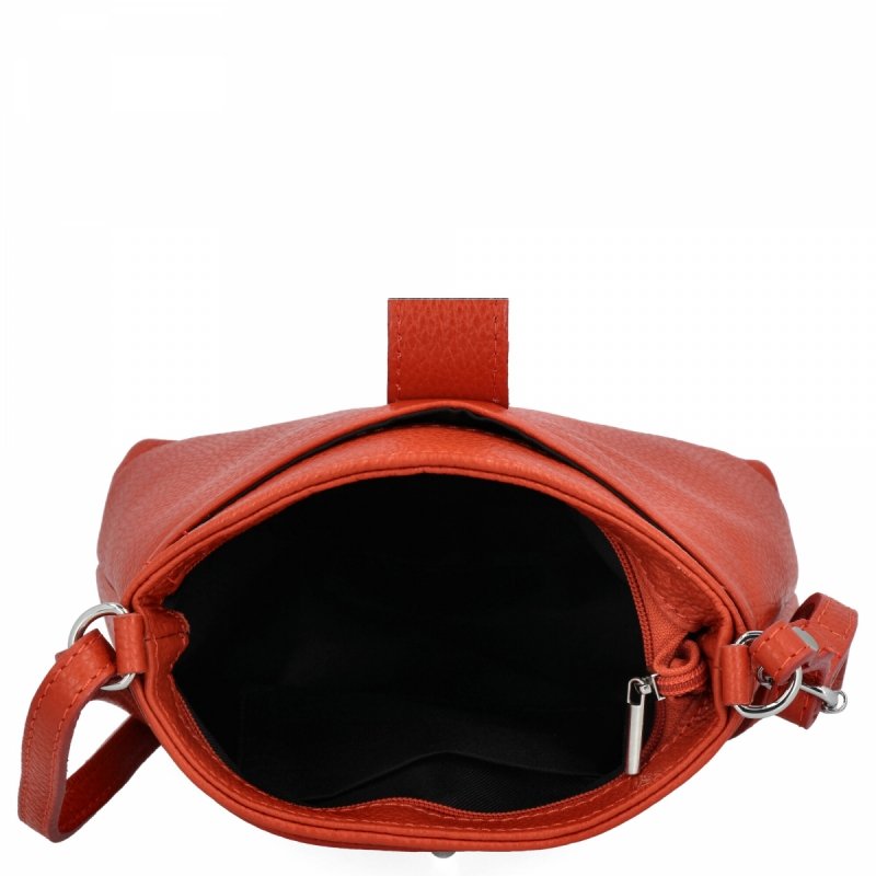 Włoska Torebka Skórzana Listonoszka Ceglasta