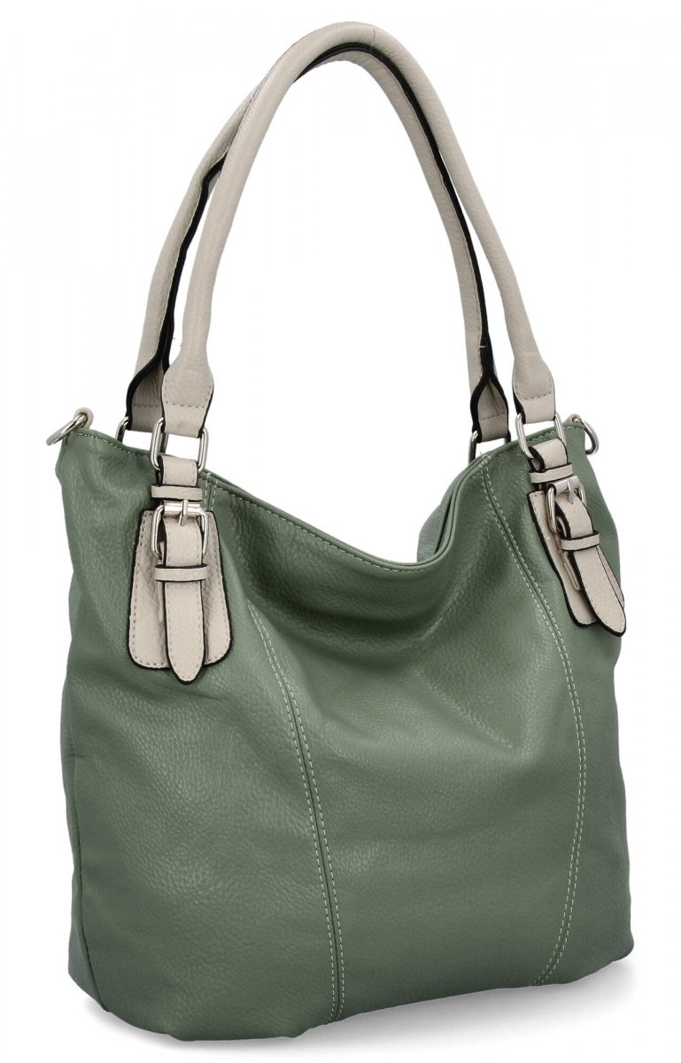 Torebka Damska Shopper Bag XL firmy Hernan Jasno Zielona/Beżowa