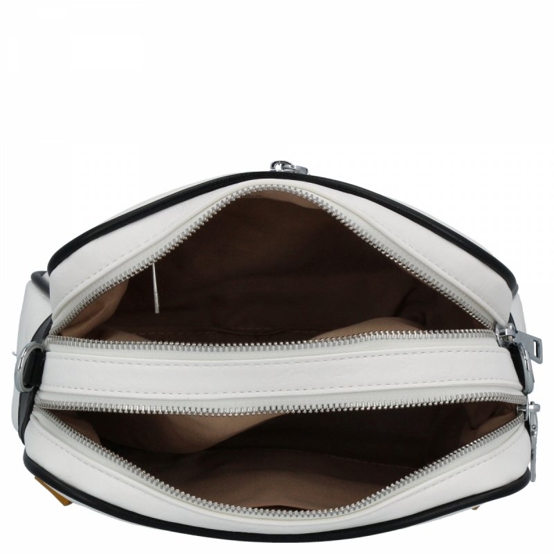 Dwukomorowa Torebka Listonoszka firmy Herisson Biała/Czarna