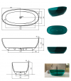 BESCO Wanna wolnostojąca Mexa Blue Wave 170x78 maskownica czarny matt #WAM-170-BWB