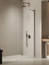 NEW TRENDY Kabina prysznicowa NESTA GUNMETAL BRUSHED WALK-IN U 110x200 szkło czyste 8mm Active Shield 2.0 - WSPORNIK KĄTOWY K-1758-WL