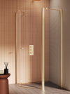 NEW TRENDY Kabina prysznicowa New Soleo Gold Brushed, pięciokątna, asymetryczna, drzwi pojedyncze 100x80x195 K-3583