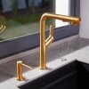 ARMATURA KRAKÓW KFA Bateria kuchenna DUERO DESIGN GOLD Z WYCIĄGANĄ WYLEWKĄ 6623-220-31 + dozownik płynu do naczyń 990-100-31