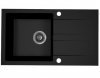 AQUAFORM - zlewozmywak granitowy MARANELLO 440 X 760 X 194 - 1 komora z ociekaczem , CZARNY MONO + syfon oszczędzający miejsce z korkiem automatycznym  AQ.901-1019011 