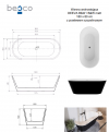 BESCO Wanna wolnostojąca Deeva Matt B&W 180x80 + maskownica odpływu czarna matt #WWA-180DMBB