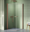 NEW TRENDY Kabina prysznicowa NEW SOLEO COPPER BRUSHED 2D prostokątna U 90x90x195 szkło czyste 6mm Active Shield - wahadłowe K-2014