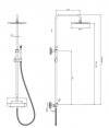 OMNIRES Zestaw natryskowy Termostatyczny system prysznicowy natynkowy czarny Y1244SUBL