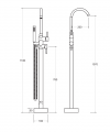 BESCO - Bateria wannowa wolnostojąca ILLUSION CZARNA MATOWA BW-II-CZ wysokość 118cm 