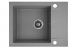 AQUAFORM - zlewozmywak granitowy MARANELLO 440 X 570 X 215 - 1 komora z 1/2 ociekacza , SZARY + syfon oszczędzający miejsce z korkiem automatycznym  AQ.901-1013012
