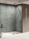 NEW TRENDY Kabina prysznicowa SMART GUNMETAL BRUSHED 1D walk-in U 120x200 szkło czyste 8mm Active Shield 2.0 - WSPORNIK SKOŚNY EXK-7943-WU