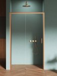 NEW TRENDY Drzwi wnękowe PRIME COPPER BRUSHED 1D L 110x200 szkło czyste 6mm Active Shield 2.0 D-0814A