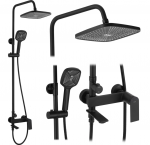 REA - Zestaw Prysznicowo-wannowy z wylewką składaną STORM Czarny