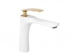 REA - Bateria umywalkowa ORBIT White Gold / Biało Złota Niska
