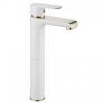 REA - Bateria umywalkowa BLOOM White-Gold/Biało-Złota wysoka
