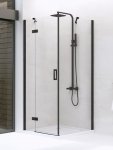 NEW TRENDY - Kabina kwadratowa New Renoma BLACK 90x90x195  D-0203A/D-0111B  LEWA