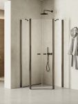 NEW TRENDY Kabina prysznicowa New Soleo Gunmetal Brushed, pięciokątna, drzwi podwójne 90x90 K-1712